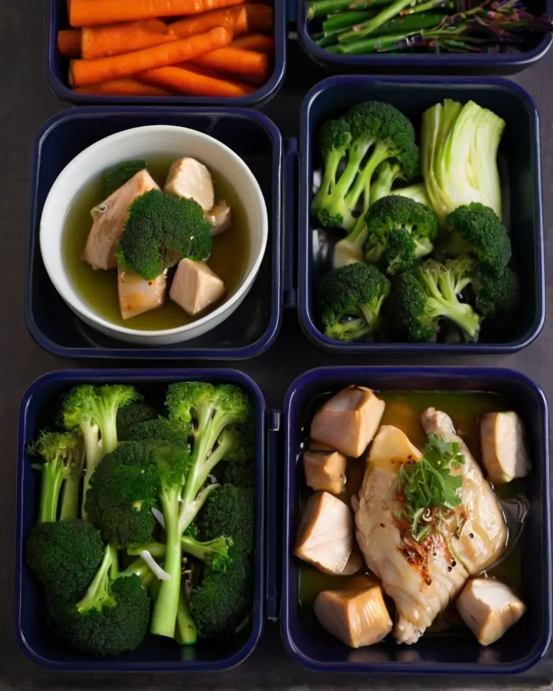 Green Tea Poached Chicken with Steamed Vegetables