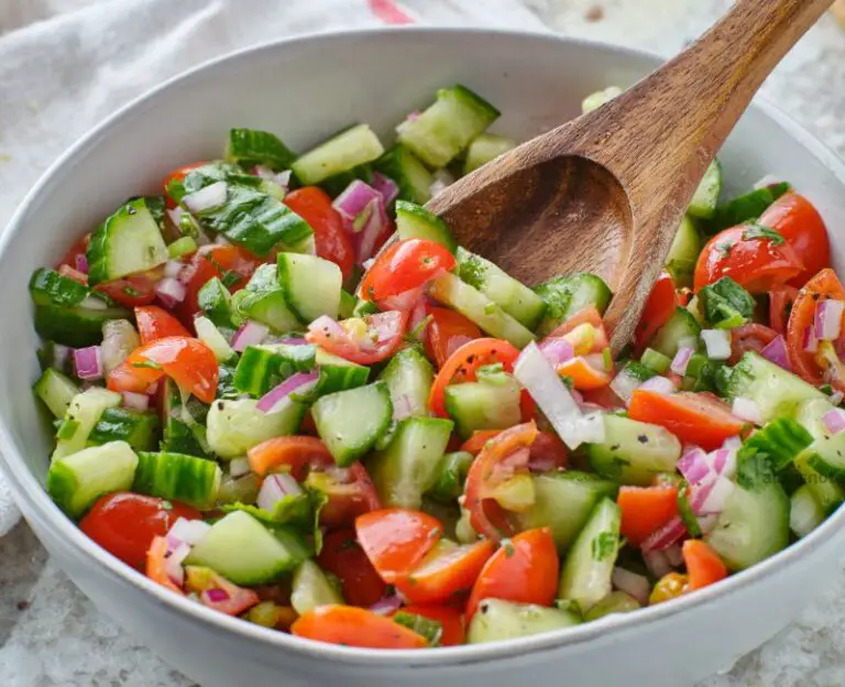 Cucumber Tomato Red Onion Salad With White Vinegar