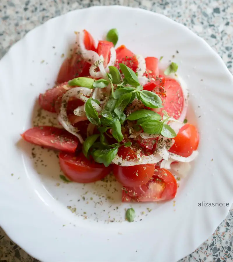 grape tomato salad with basil vinaigrette