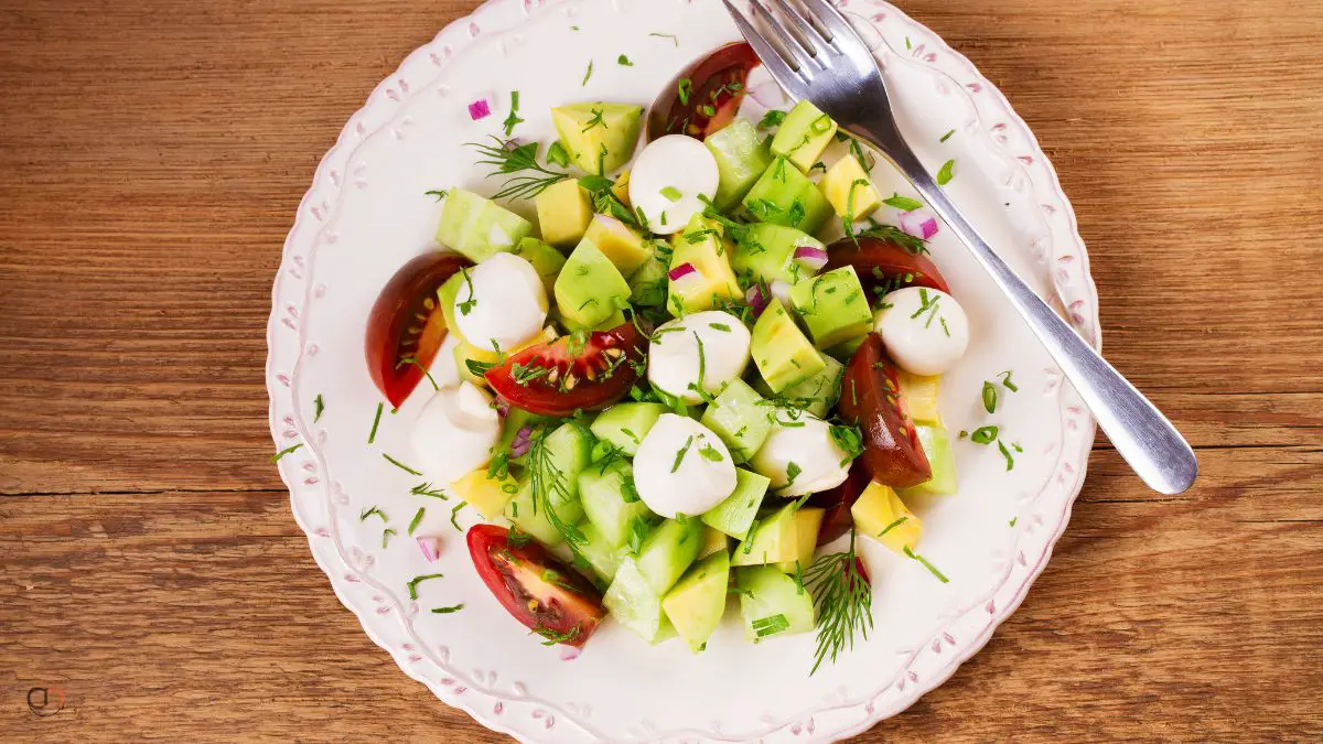 Avocado Salad With Tomato Eggs And Cucumber